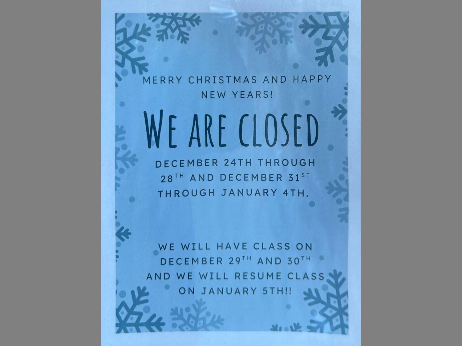 Closed for the Holidays